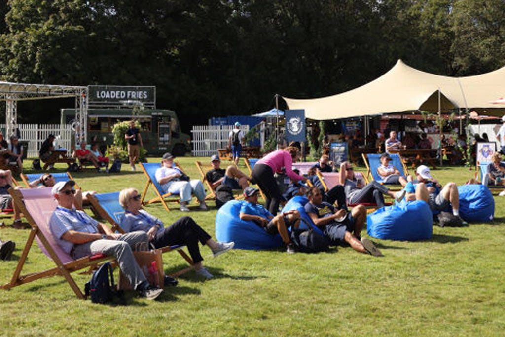 Festival fan village at Walton Heath